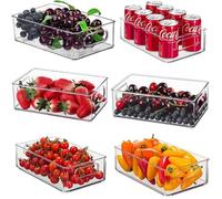 Rangement Organisateur Frigo Transparent de Boite,Lot de 6 boîtes empilable,Réfrigérateur Bac de Rangement,pour Organisateur [48]