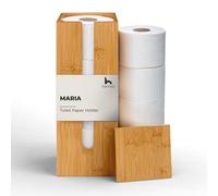 Rangement Papier Toilette en Bambou - Distributeur sur Pied avec Couvercle - Support de Stockage pour Rouleaux