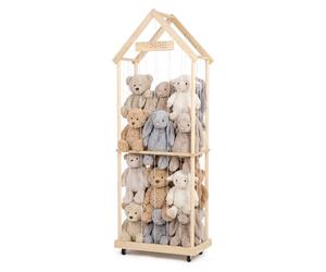 Rangement Peluche de Enfant avec freins à 360°, 164x32x58cm, 2 couches