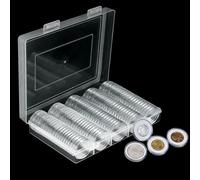 Rangement Pieces de Monnaie,Classeur Piece 2 Euros,120 Pièces Rangements pour Pièces de Monnaie de 33mm,Capsules de Monnaies avec Joint de Protection en EVA pour Collecte et Stockage de Monnaies