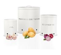 Rangement pomme de terre, oignon et ail KOOK TIME - Lot de 3 - Boite pomme de terre oignons ail - Blanc Mat