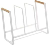 Rangement pour assiettes 3 compartiments Multifonctionnel Poignée en bois Fil de fer Couvercle de pot Organisateur de bol pour la cuisine