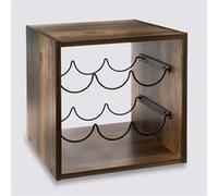 Rangement pour bouteilles avec 6 emplacements Effet bois foncé - Longueur 31 x Profondeur 31 x Hauteur 31 cm - PEGANE -