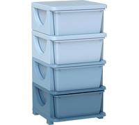 Rangement pour chambre d'enfant - Meuble à tiroirs avec 4 tiroirs - À partir de 3 ans - Bords et poignées arrondis - Plastique PP - Respectueux de l'environnement - 37 × 37 × 76 cm - Bleu