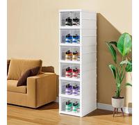 Rangement pour chaussures - Lot de 6 boîtes à chaussures - Empilables - Pliables - En plastique - Blanc transparent