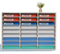 Rangement pour documents, en PVC, 27 compartiments, capacité de charge 50 kg, dimensions 80 x 30,5 x 55,1 cm, poids net 13 kg