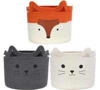 Rangement pour jouets d'enfant, lot de 3 pour armoire, bac à jouets, chambre d'enfant, rangement de jouets, bac 30 x 30 cm, panier à linge pour enfants, blanc/gris