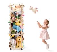 Rangement pour peluches, avec frein à 360°, roues équipées de freins à 360°, 130 x 48,2 x 30 cm, pour chambre d'enfant, salle de jeux, salon, etc. (rond)