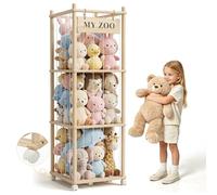 Rangement pour peluches, en bois, avec freins à 360°, grande capacité, 135 x 40 x 40 cm, pour salle de jeux, chambre d'enfant, chambre à coucher