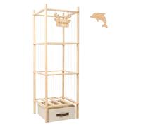 Rangement pour peluches - Étagère 2 en 1 - En bois - Avec tiroir inférieur - Polyvalente - Idéale pour la chambre d'enfant - Jaune