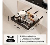 Rangement pour placard de cuisine - Étagère coulissante - Télescopique 32-52 cm - 2 niveaux - Acier - Taille XL - Pour épices - Kaki foncé