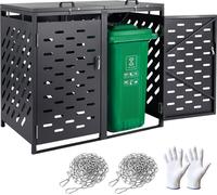 Rangement pour poubelles, abri de rangement pour poubelles, 2 x 52,79 gallons, avec couvercle à chaîne