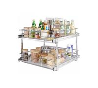 Rangement Sous Évier 2 Étages 508x539x383 mm Étagère Coulissante Acier Chromé Charge 30 kg
