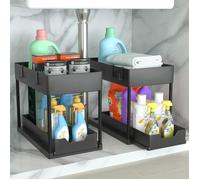 Rangement sous Evier 2 Niveaux, Coulissant Organiseur sous Évier Etagere Tiroir, Étagère sous Évier pour Cuisine Salle de Bain,