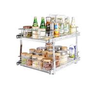 VEVOR Rangement sous Évier 2 Étages 431x539x383 mm Étagère Coulissante pour Placard en Acier Chromé avec Tablettes Charge 30 kg Glissement Fluide, Taille d'Installation du Placard 461x569x483 mm