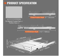 VEVOR Rangement sous Évier 460x533x85 mm 1 Étage Panier Coulissant pour Placard en Acier Chromé Tiroir Coulissant Cuisine avec Tablette Charge 13 kg, Taille d'Installation du Placard 490x563x185 mm