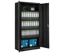 Rangement - TECTAKE - Armoire de classement BLAIN avec 5 étagères en acier époxy et 2 clés, 40 x 80 x 180 cm - Noir