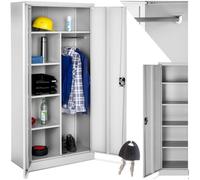 Rangement - TECTAKE - Armoire en métal avec 2 portes renforcées et 6 casiers verrouillables,180 x 80 x 40 cm - Gris