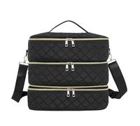 Rangement Vernis A Ongle Sac de rangement vernis à ongles, 80 bouteilles, grand sac bandoulière Portable for cosmétiques, organisateur for voyage Salon manucure, d'huile essentielle 3 couches(Black)