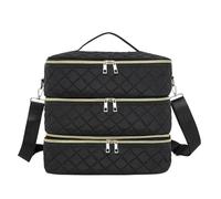 Rangement Vernis A Ongle Sac de rangement vernis à ongles, 80 bouteilles, grand sac bandoulière Portable for cosmétiques, organisateur for voyage Salon manucure, d'huile essentielle 3 couches(Black)
