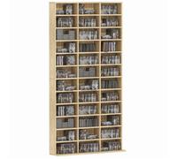 Rangements pour CD et DVD - HOMCOM - 1116 CD/528 DVD - 36 compartiments et étagères réglables - MDF - 102x23,5x195cm - chêne