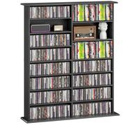 Rangements pour CD et DVD - HOMCOM - 16 compartiments et 12 étagères réglables - capacité max. 720 CD/396 DVD et Blu-ray - noir