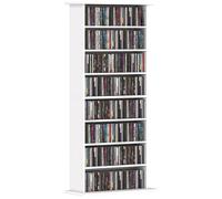 HomCom Meuble de rangement CD/DVD - 360 CD/185 DVD, 8 compartiments, 6 étagères réglables, blanc