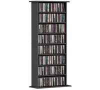 HOMCOM Rangements pour CD et DVD, meuble de rangement multimédia, capacité 360 CD/185 DVD et Blu-ray, 8 compartiments et 6 étagères réglables, pour salon, chambre, 58x24x126,3cm, noir