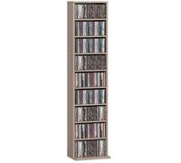 Rangements pour CD et DVD - HOMCOM - 9 compartiments - 260 CD/120 DVD - panneau de particules - 33 x 24 x 140 cm - bois naturel