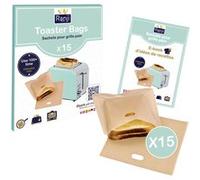 RANJI® 15x Sac à grille pain réutilisables - Sachets à cuisson alimentaire pour croque monsieur, sandwich, muffins anglais - Grille-pain, four, machine à panini - Réutilisable 100 fois - Toaster Bag G