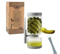 RANJI - Pot à Cornichon Retournable avec Pique Inclus - Bocal Sablier en Verre Hermétique Sans BPA (1300ml) Gris