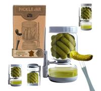 Ranji® Pot à Cornichons Retournable 900 mL avec Pique Inclus- Bocal Sablier en Verre Hermétique sans BPA pour Olives, Fruits et Légumes - Anti-Gaspillage, Facile à Nettoyer - Idée Cadeau
