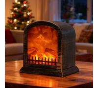 RANJIMA Cheminée LED, lampe de cheminée à commande tactile, cheminée | Sans chauffage, rechargeable par USB, cheminée décorative, cheminée électrique pour décoration de Noël, cheminée de table