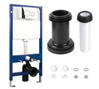 RANJIMA Kit de raccordement pour WC mural, tuyau PE diamètre 90/110, longueur 180 mm, bonde avec joints compatible Geberit pour installation murale et chasse d'eau, avec capuchons de recouvrement