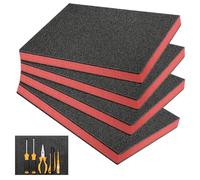 RANJIMA Lot de 4 plaques en mousse - 40 x 30 x 2,5 cm - Noir/rouge - Plaque en mousse - Boîte à outils - En mousse polyéthylène - Insert en mousse - Insert à outils pour valise