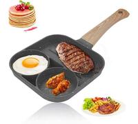 RANJIMA Plat de jus de miroir avec 2 trous, Poêle omelette anti-ancake, Pancakes, Petit déjeuner, oeufs frits, Steak, Bacon, Induction et gaz, Ho