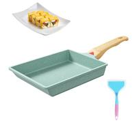 RANJIMA Poele Omelette Japonaise, Tamagoyaki Poêle à Omelette Rectangulaire Japonaise avec Manche en Bois, Revêtement Antiadhésif Poêle à œufs en Aluminium pour Induction et Cuisinière à Gaz, 19x16cm