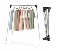 RANJIMA Portant à vêtements pliable portable et extensible, petit porte-vêtements de voyage réglable, porte-vêtements stable en acier inoxydable, peu encombrant pour les voyages, la danse, le camping