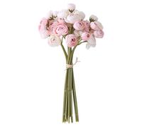 Ranunculus artificiel, ranunculus artificiel rose, fleurs de mariage artificielles, soie, mariée, fête de mariage, bouquet de fleurs avec tiges pour décoration de fête, 9 pièces