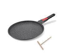 RANX INGST Poêle à Crêpes 20 cm avec Poignée Amovible - Crêpière avec Revêtement Antiadhésif - Fonte Aluminium - Tous Feux dont Induction - Noir