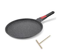 RANX INGST Poêle à Crêpes 25 cm avec Poignée Amovible - Crêpière avec Revêtement Antiadhésif - Fonte Aluminium - Tous Feux dont Induction - Noir