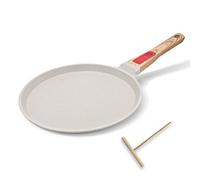 RANX INGST Poêle à Crêpes 25 cm avec Poignée Amovible - Crêpière avec Revêtement Antiadhésif - Fonte Aluminium - Tous Feux dont Induction - Blanc