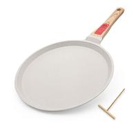 RANX INGST Poêle à Crêpes 30 cm avec Poignée Amovible - Crêpière avec Revêtement Antiadhésif - Fonte Aluminium - Tous Feux dont Induction - Blanc