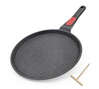 RANX INGST Poêle à Crêpes 30 cm avec Poignée Amovible - Crêpière avec Revêtement Antiadhésif - Fonte Aluminium - Tous Feux dont Induction - Noir