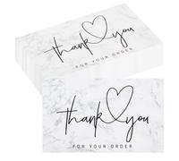 RANYAKE Carte de remerciement personnalisé,Cartes de Remerciement au Motif Aquarelle,Carte Merci pour Votre Commande(100 pièces)