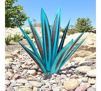 Raopuzi Sculpture Rustique de Tequila Bleue, 65CM Art décoration Statue Déco à la Maison,Figurines de Jardin,Ornements de Pelouse,Piquets de Jardin,Plantes d'agave en Métal pour Cour Extérieure (G)