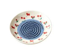 Râpe à ail - 12,4 x 12,4 x 1,8 cm - Mini assiettes à râper réglables en porcelaine - Assiette ronde manuelle en céramique à motif de fruits | Plat à râper l'ail portable pour le gingembre, le fromage