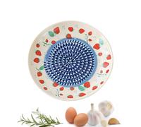 Râpe à ail - 12,4 x 12,4 x 1,8 cm - Mini assiettes à râper réglables en porcelaine - Assiette ronde manuelle en céramique à motif de fruits | Plat à râper l'ail portable pour le gingembre, le fromage