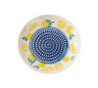 Râpe à ail - 12,4 x 12,4 x 1,8 cm - Mini assiettes à râper réglables en porcelaine - Assiette ronde manuelle en céramique à motif de fruits | Plat à râper l'ail portable pour le gingembre, le fromage