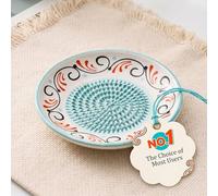 Râpe à ail et gingembre en céramique, gadget de cuisine multifonction avec pince à herbes, éplucheur et support de brosse, idéale pour tomates, trempettes à l'huile d'olive et cadeau (E)